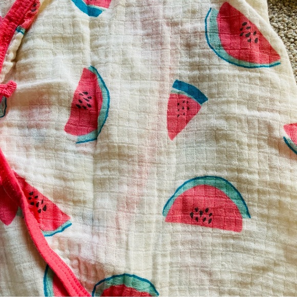 6-12M Angel Dear Muslin Kimono Romper, Watermelons - Picture 6 of 6